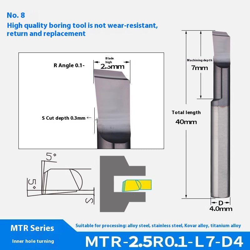 1123-Tungsten steel small hole boring cutter MTR centering machine stainless steel special small diameter boring cutter integral tungsten carbide internal hole boring cutter Shandong Denso Pricision Tools Co.,Ltd.